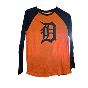 Detroit Tigers MLB Orange Raglan Long‎ Sleeve T-Shirt Boys XL (14/16)